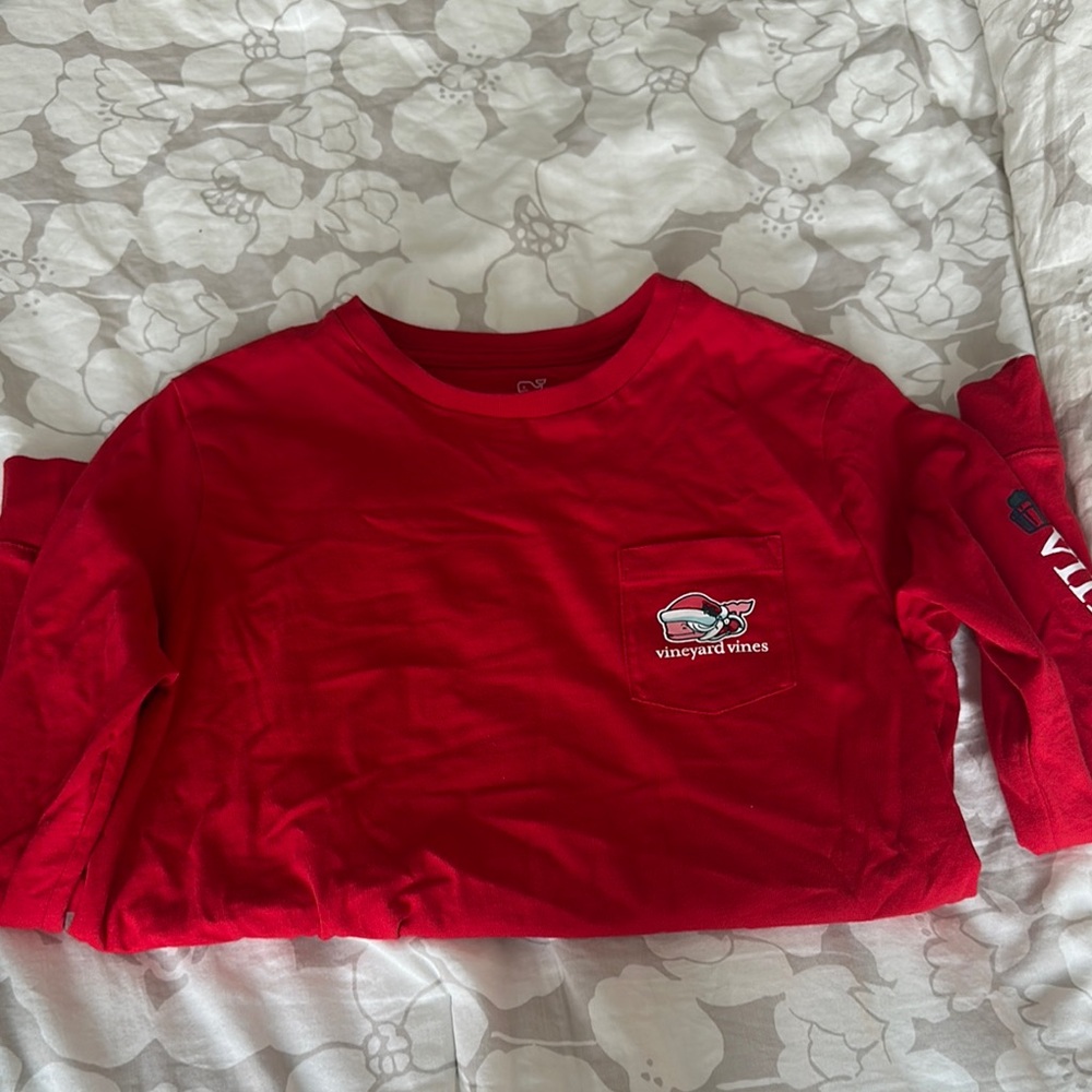 Vineyard Vines Red Long Sleeve Tee Casual Cotton Blend